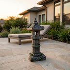 26" H Large Asian Zen Pagoda Outdoor Moss Solar-Powered Statue - Image 5