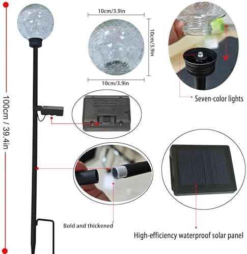 Solar Garden Lights, 6 Pack Multi-Color Changing Solar Globe Lights Outdoor Waterproof Decorative for Yard, Powered Glass Ball Garden Lights for Patio Decoration (6pack) - Image 3