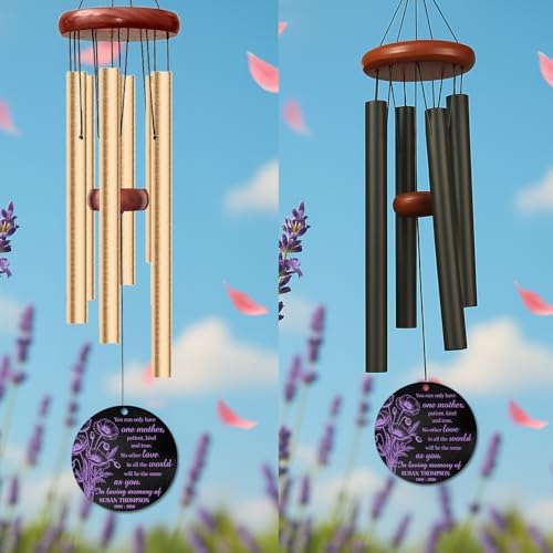 Personalized Mom Memorial Wind Chime, Custom Name Year Sympathy Gift for Loss of Mother, One Mother Love Remembrance Floral Windchimes Outdoor Garden Deep Tone Decor - Image 5
