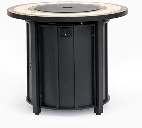 30'' Ceramic Round Propane Fire Pit Table, 50,000 BTU Steel Gas FirePit for Outdoor, Fire Table with Lid, Add Warmth & Ambience to Gatherings and Parties On Patio Deck Garden Backyard, Black. - Image 6