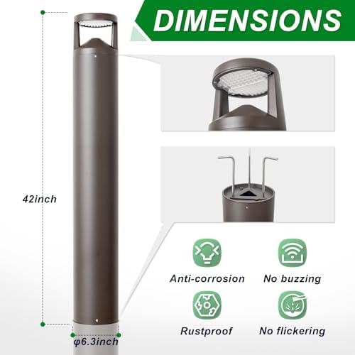 42Inch LED Bollard Landscape Lights 24W Outdoor Modern Pathway Lighting - Image 4