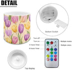Set of 4 Tulip Flameless Candles with Timer Battery Operated Candles with Remote LED Pillar Tea Lights for Indoor Outdoor Easter Day Patio Porch Wedding Home Decorations - Image 2