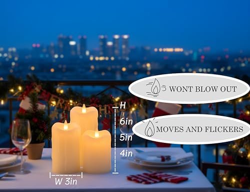 Flameless Pillar Candles Flickering with Remote Timer, Battery Operated LED Candles Up to 400 Hours, 3D Moving Flame Real Wax Candles. (Ivory with Dripping Tear) - Image 3