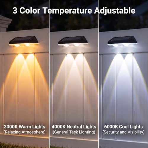 AUDLES Fence Lights Solar Powered, 12 Pack 3 Color Temp LED Solar Fence Lights Outdoor, IP65 Waterproof Landscape Step Lights for Backyard, Patio, Railing, Garden, Yard - Image 2