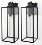 DORESshop 24 Inch Large Size Dusk to Dawn Outdoor Wall Lights, Matte Black Waterproof Anti-Rust Outdoor Light Fixtures Wall Mount with Clear Glass Shade for Porch, with T30 Light Bulbs, 2 Pack by DORESshop