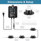 LED Pond Lights RGBWW, Underwater Pond Lights with 12V Timer Transformer, 6 Head Outdoor IP68 Waterproof Submersible Fountain Lights, Remote Control & Photocell Sensor for Pond, Waterfall, Garden - Image 4
