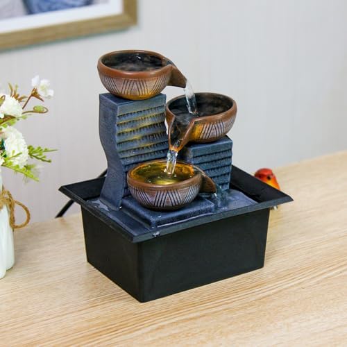 Zen-Style Stacked Bowl Tabletop Fountain, 4Th Floor Compact Circulating Water Feature,Modern and Minimalist,Suitable for Indoor and Outdoor Decor - Image 3