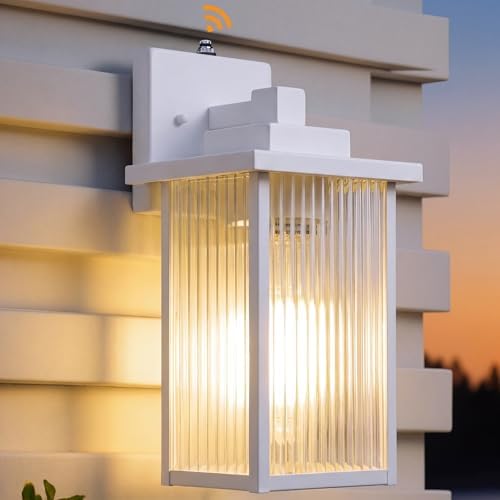 13" White Dusk to Dawn Outdoor Light, Exterior Light Fixture by hameso