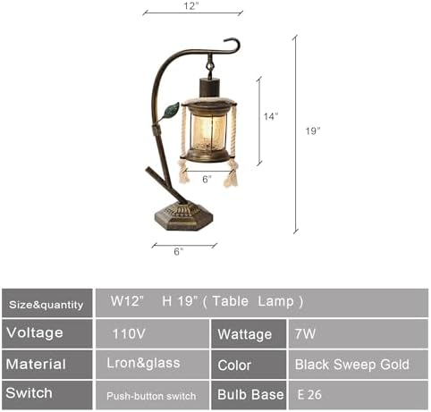 Victorian Antique Fecor Vintage Varmhouse Rustic Hurricane Table Lamp，Country Old Mid Century Modern Retro Kitchen Cabinet Counter Bronze Living Room Night Light-A - Image 2