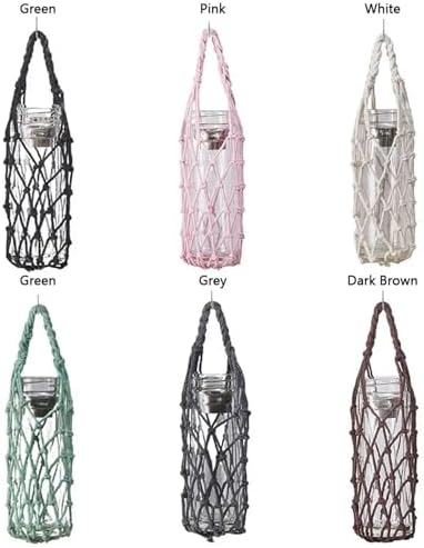 Mason Jar Hangers 10pcs Hand Woven Water Cup Mesh Bag Weave Can Be Suspended Bottle Cover Manual Cotton Rope Umbrella Storage For Hanging Bottle(Gray) - Image 5