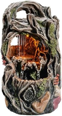 MAOCHI Tabletop Water Fountain, Home Décor Soothing Sound Machine with Automatic Pump, Nature Tree Stump Resin and for Indoor Zen Relaxation for Office, Living Room, or Bedroom Décor - Image 6