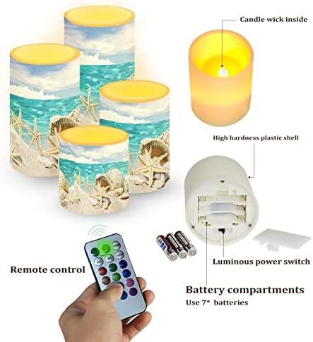Flameless Candles with Remote Timer, Beach Starfish Coastal Decor - Image 2