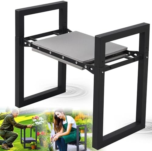 Garden Kneeler and Seat Heavy Duty - Anti-Tip Super Stable Multifunctional Gardening Stool Bench,Wide 12.7" Pads,Foldable Ergonomic Handles for Seniors Women Men Pain-Free Weeding,Planting Yard Work by LAKEROD