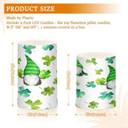 YETTASBIN St.Patrick's Day Gnome Flameless Candles with Remote Control and Timer, Adjustable Brightness Long Lasting Battery Operated LED Pillar Candles for Indoor Outdoor Party Home Decor, 2 Pack - Image 3