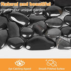 River Rock Stepping Stones Outdoor for Garden Walkway, 6 Pcs 12" L x 4" W Rectangle Shape Paver Step Stones Polished Pebble River Stone Mat for Yard Lawn Patio Pathway Walk Way - Black - Image 5