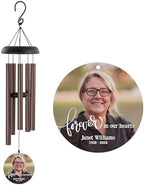 Memorial Wind Chime with Photo, Personalized Photo Memorial Gifts, Sympathy Gifts, Forever in Our Hearts Sympathy Wind Chime, Bereavement Gift with Photo (Black) - Image 5