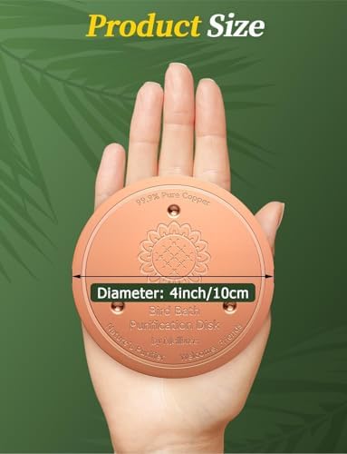 Mellbree 4-Pack Bird Bath Copper Disc, 0.6mm Reinforced 99.99% Pure Copper Cleaning Disk with Triple-Point Support for Physical Safe Clean Water All-Season (Sunflower) - Image 7