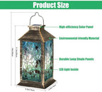 Solar Lantern Stained Glass Window Outdoor Garden Hanging Lantern Waterproof Solar Powered Lighting Outside Table Lamp for Patio Deck Yard Camping Beach House Decor, 1 Pack - Image 2