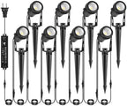 Low Voltage Landscape Lighting, 8 Pack Outdoor Spot Lights with Transformers, 12V Warm White Landscape Spotlights IP65 Waterproof Plug in Outdoor Uplights for Yard House Pathway Tree Pools by IRISECO