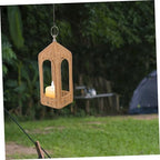 Handwoven Woven Candle Lantern, Coffee PE Hanging Tabletop Cover - Image 7
