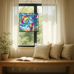Gnome with Butterfly Friends Stained Glass Suncatcher – Square Hanging Window Panel for Home or Greenhouse – Whimsical Glass Art Gift for Garden Lovers, Christmas, Halloween, Father Days QXO4Ef - Image 7