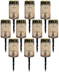 Poceacles 10 Pack Cross Solar Lights Outdoor for Cemetery Grave Decorations, Fake LED Pillar Candles Solar Powered Waterproof Outdoor Stake Lights Grave Markers, Deer Cross Dove of Peace Vintage by Poceacles