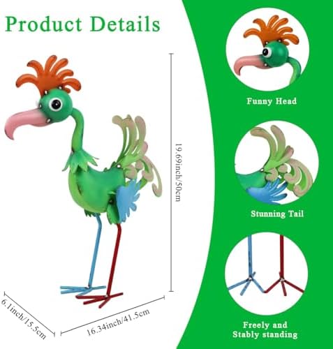 19'' Tall Metal Rooster Statue for Farmhouse, Lawn, Garden - Image 2