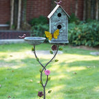 57" H Metal Bird Bath Bowl and Bird House 2-in-1 Design for Outdoors, Garden Yard Decor - Image 2
