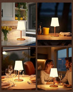 2 Pack Cordless Shower Lamp IP54 Waterproof Outdoor Rechargeable Table Lamp 4000mah Battery Operated Lamps Touch Dimmable RGB Lamp for Bathroom Kitchen Restaurant Patio Camping, Wood Grain - Image 7