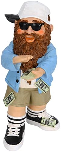 Mood Lab Garden Gnome - Lucky Rich Gnome Statue - 9.25 Inch Tall Lawn Figurine - for Outdoor or House Decor by MoodLab