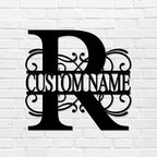 R Custom Name Initial Letter Monogram Metal Sign Decorative Iron Metal Wall Sculpture Cut Out Sign Decorative Metal Welcome Sign Welcome Sign for Living Room Dock Porch Home Decor 18 Inch by Unknown