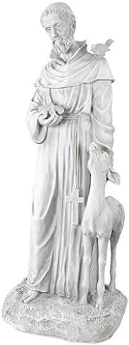Design Toscano Francis of Assisi, Patron of Animals Religious Garden Decor Statue, 37 inches Tall, Cast Stone Resin, Antique Stone Finish by DesignToscano
