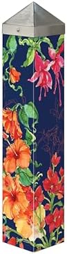 Studio M Art Pole Hum Harmony 20 Inch Weather Resistant PVC with Vinyl Wrap Outdoor Decorative Accessory for Landscaping Gardens and Yards Navy Blue and Orange Floral Hummingbird - Image 2