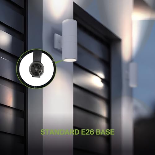 ASD 2 Light Cylinder Outdoor Sconce Lights, White 120W E26 ETL 2 Pack - Image 4