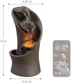 Kalona Tabletop Waterfall Fountain, 3-Tier Indoor Water Fountain for Home Office Decor, Relaxing LED Fountains with Artistic Stone-Look Design for Meditation (23005) - Image 2