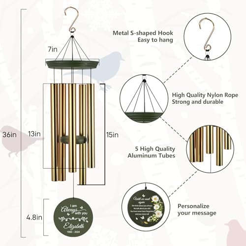 ASTARIN 36" Memorial Wind Chimes for Loss of Loved One, Personalized Wooden Wind Chime Bereavement Gifts for Loss of Child Mother Father, Custom Windchime in Memory of Loss(Produced in Texas) - Image 3