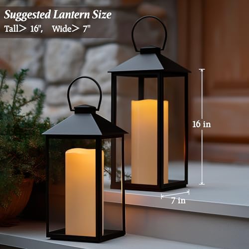 5" x 14" Large Waterproof Outdoor Flameless Candles Battery Operated LED Flickering Pillar Candles with Remote and Timer for Indoor Outdoor Lanterns, Off White, Long Lasting, Set of 2 - Image 2