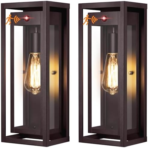 15" Motion Sensor Outdoor Wall Lights, Outdoor Sconces, 2 Pack by Slypadan