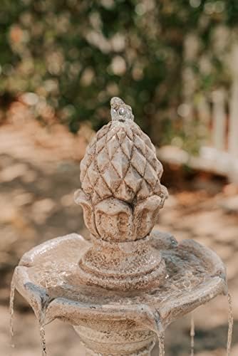 XBrand 51" Outdoor Water Fountain, 3-Tier Garden Waterfall Fountain with Pineapple Finial, Freestanding Patio Decor with Pump, Auto Shut-Off, Fiber Resin Beige - Image 5