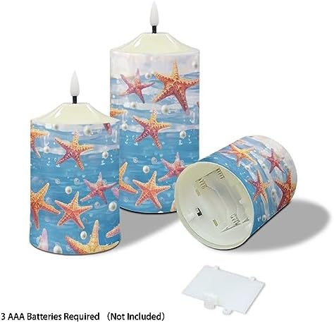 Cozeyat 3Pcs Flameless Candles Battery Operated Sea Starfish Design Warm Yellow Tealights 4/6H Timers LED Tea Lights with Remote Control for Wedding Table Centerpiece - Image 3