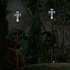 Alpine Corporation 34" Tall Outdoor Solar Powered Cross Pathway Light Stakes (Set of 2) - Image 6