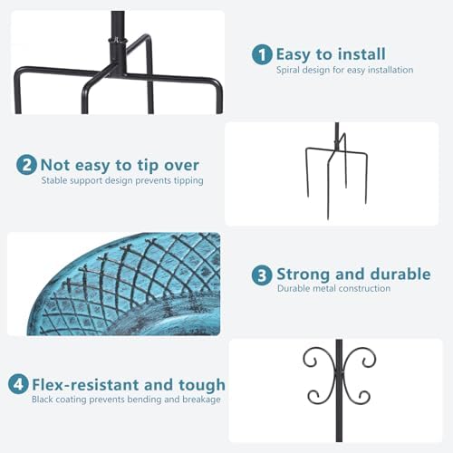 Bird Baths for Outdoors, 37" H Free Standing Bird Bath with Removable Bowl - Image 4
