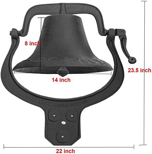 14'' Large Heavy Cast Iron Dinner Bell Antique Vintage Style Farmhouse Bell - Image 5
