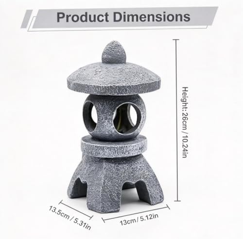 Solar Japanese Pagoda Garden Statue, Resin Pagoda Solar Zen Garden Lantern - Image 2