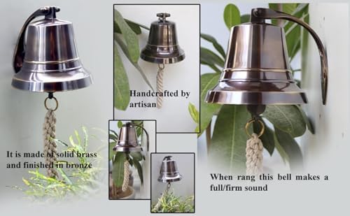 5" Solid Brass Bell Quality Marine Wall Mounted Ship Bronze Finished Hanging Bell Perfect for Dinner, Indoor, Outdoor, School, Bar, Reception, Last Order & Church By The Metal Magician - Image 4