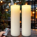 14"×4" Large Outdoor Flameless LED Candles, IP45 Waterproof, White 2 Pack by Lightupyourlife