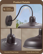 EDISHINE 12" Farmhouse Gooseneck Barn Light, 2 Pack Outdoor Wall Light - Image 6