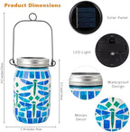 Starsoul 4 Pack Solar Hanging Lanterns Outdoor Waterproof, Mosaic Dragonfly Decor Glass Solar Outdoor Lights, Decorative Solar Lantern for Outside Pathway Patio Porch Yard Decor - Image 4