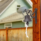 Outdoor Wall Bell, Cast Iron Door Bell Retro Bracket Mounts Bell Rust-Resistant Manually Shaking Wall Hanging Door Bell Dinner Bells for Home Decor - Image 6