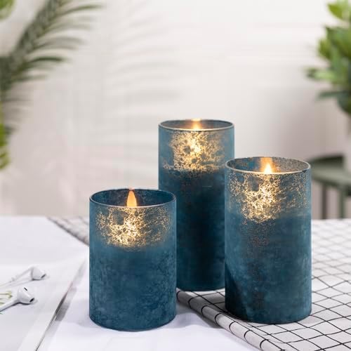Blue Flameless Candles With Remote LED Battery Operated Pillar Candles Set - Image 5